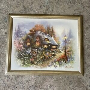 Andres Olpinas‎ Framed Cottage Print Gold Frame English Country Garden Landscape